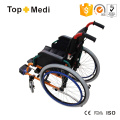 Rehabilitation Therapy Supplies Topmedi Comfortable Seat Manual Aluminum Wheelchair for Children